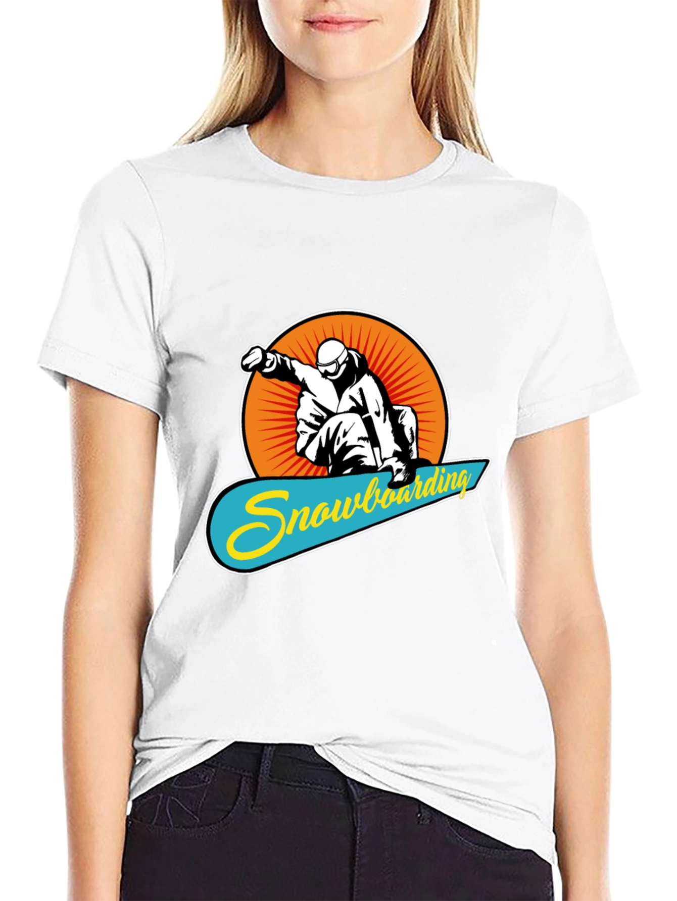 Snowboarding Graphic Tee - Black Crew Neck T-Shirt