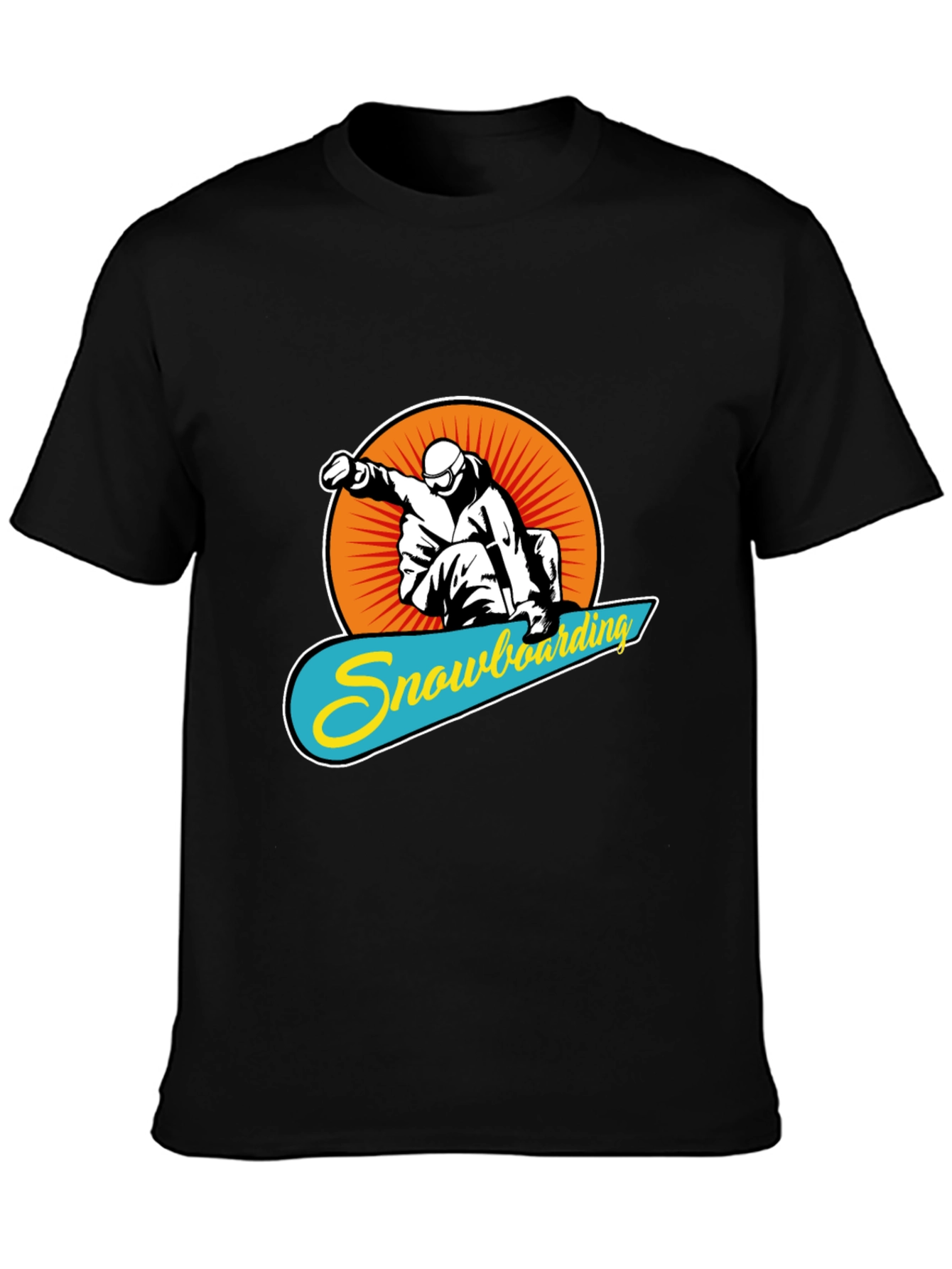 Snowboarding Graphic Tee - Black Crew Neck T-Shirt