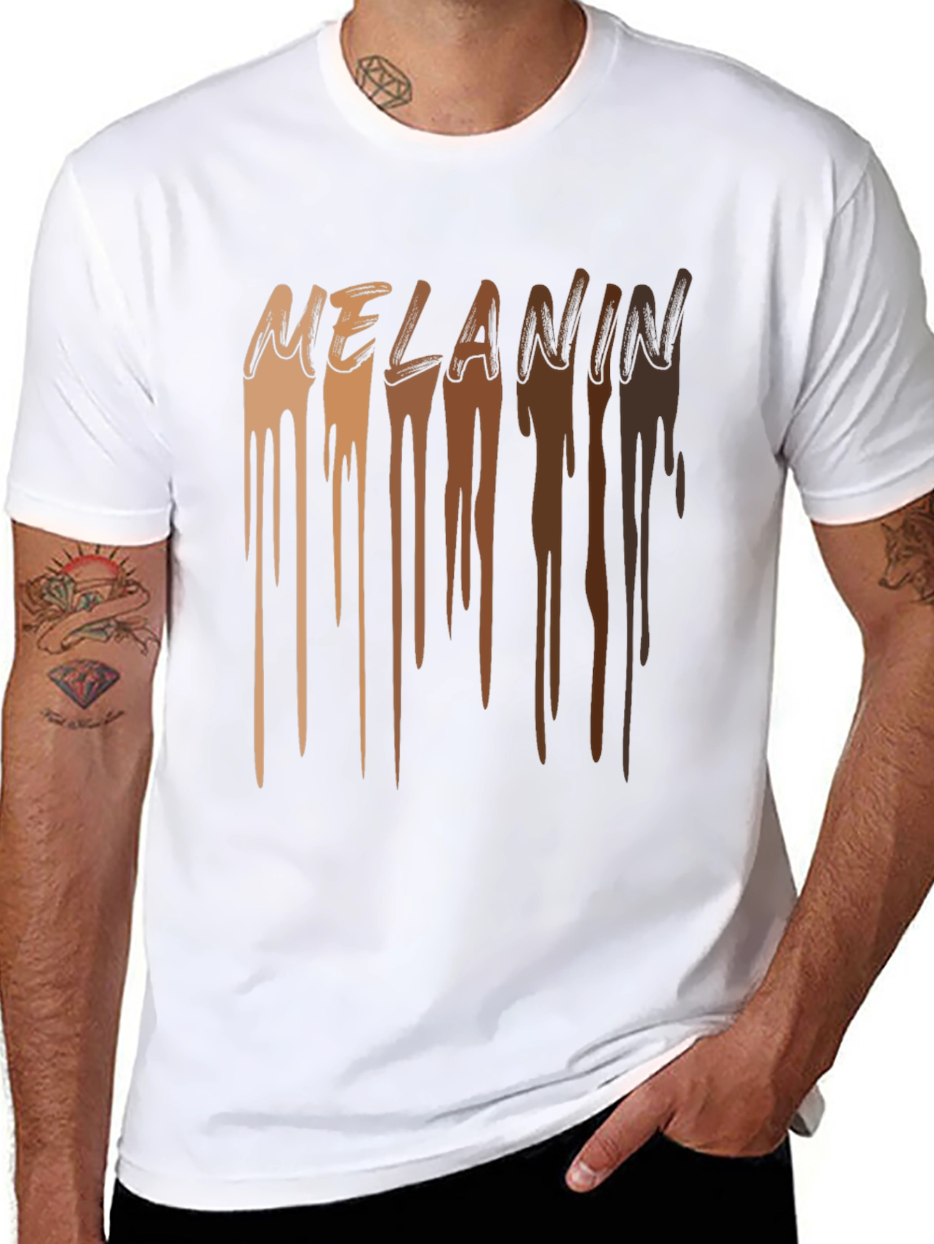 Melanin Drip Graphic T-Shirt - Stylish Black Tee
