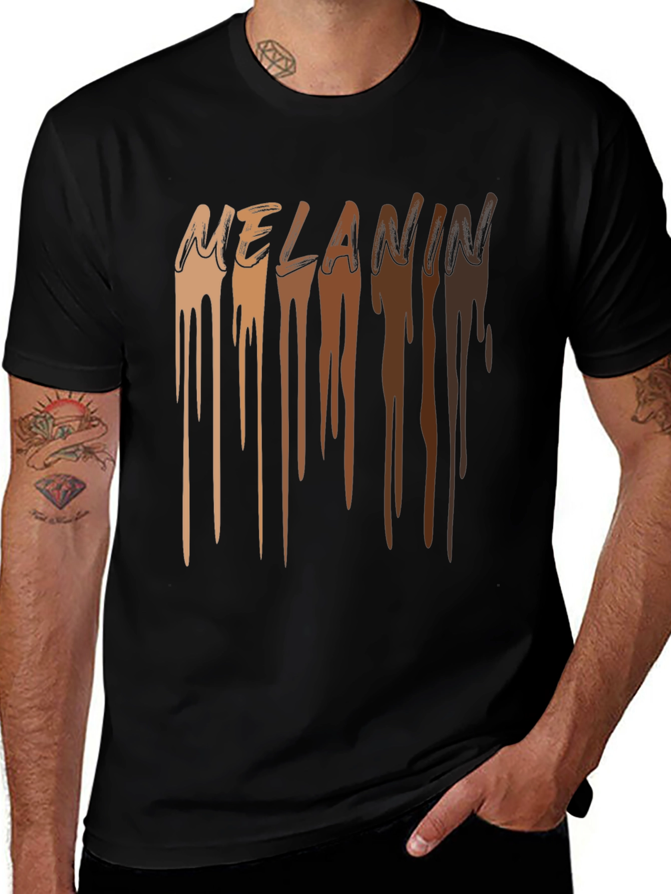 Melanin Drip Graphic T-Shirt - Stylish Black Tee