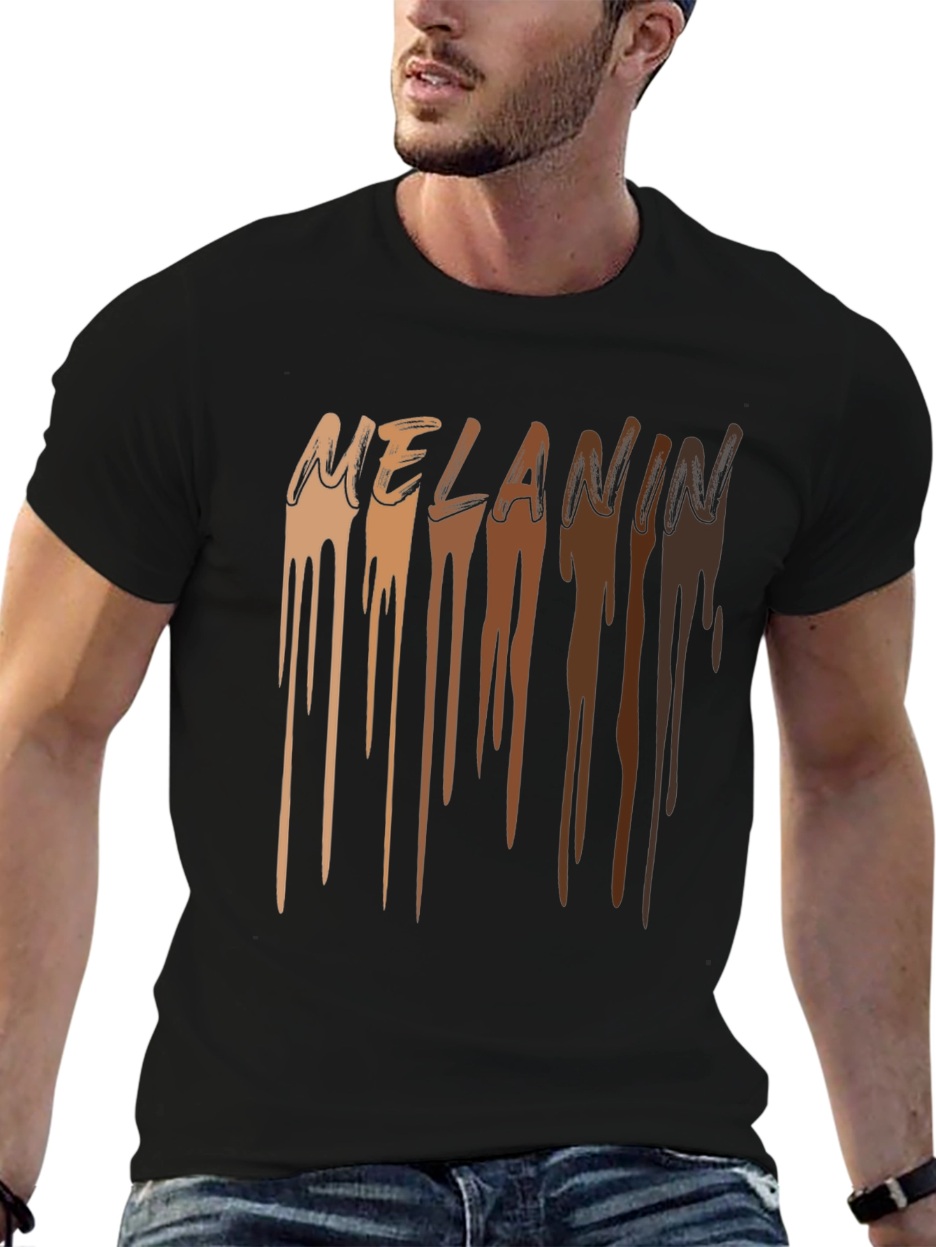 Melanin Drip Graphic T-Shirt - Stylish Black Tee