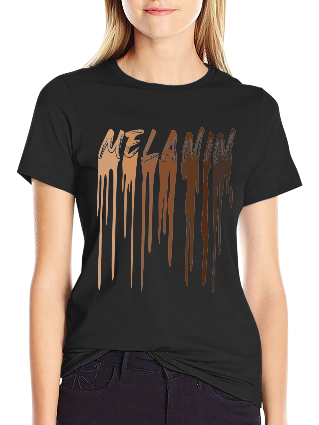 Melanin Drip Graphic T-Shirt - Stylish Black Tee