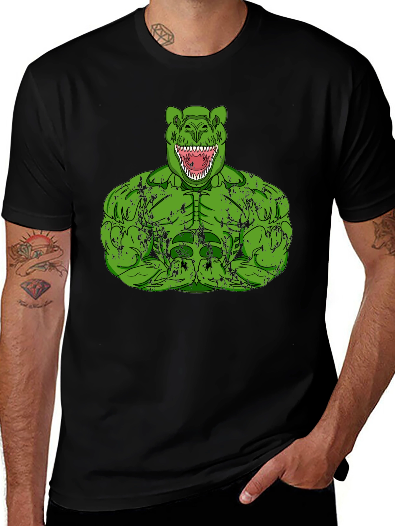 Dino Hulk Graphic T-Shirt - Mens Black Tee