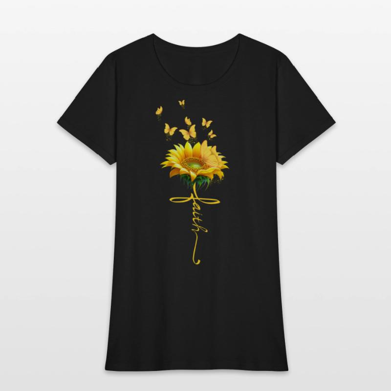 Faith Cross Sunflower Butterflies Flowers