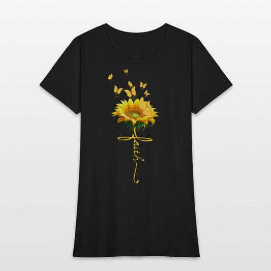 Faith Cross Sunflower Butterflies Flowers
