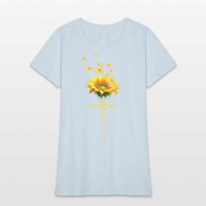 Faith Cross Sunflower Butterflies Flowers