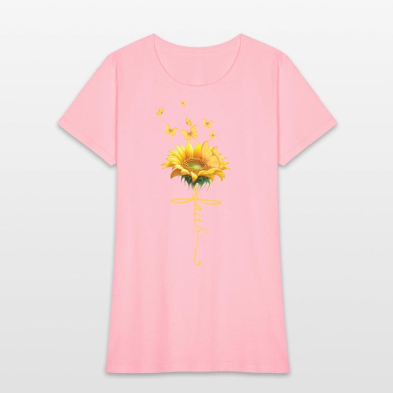 Faith Cross Sunflower Butterflies Flowers