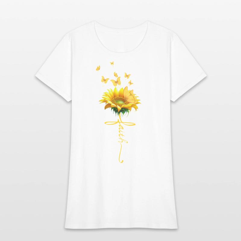 Faith Cross Sunflower Butterflies Flowers