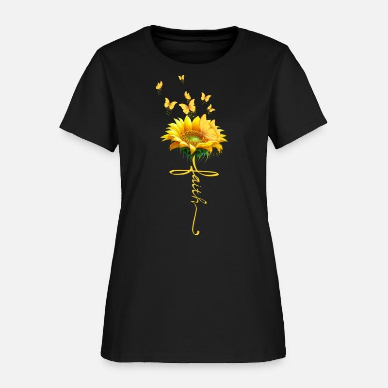 Faith Cross Sunflower Butterflies Flowers