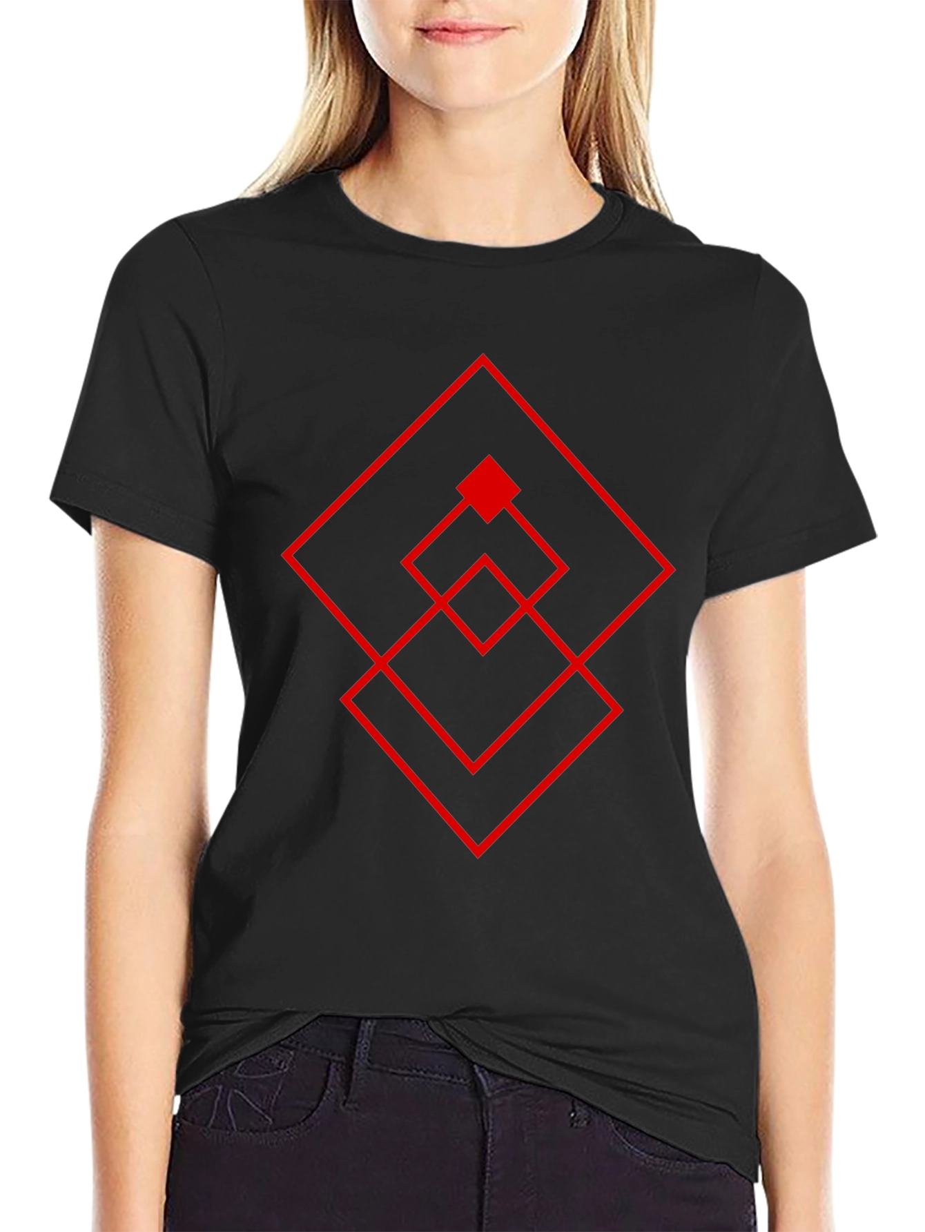 Geometric Square Design T-Shirt - Modern Style