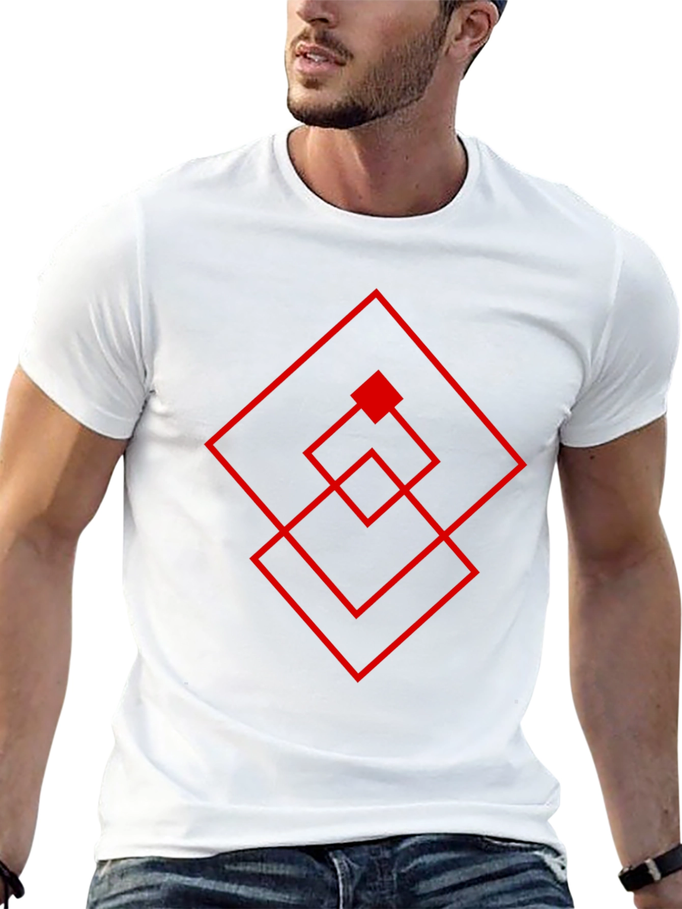 Geometric Square Design T-Shirt - Modern Style