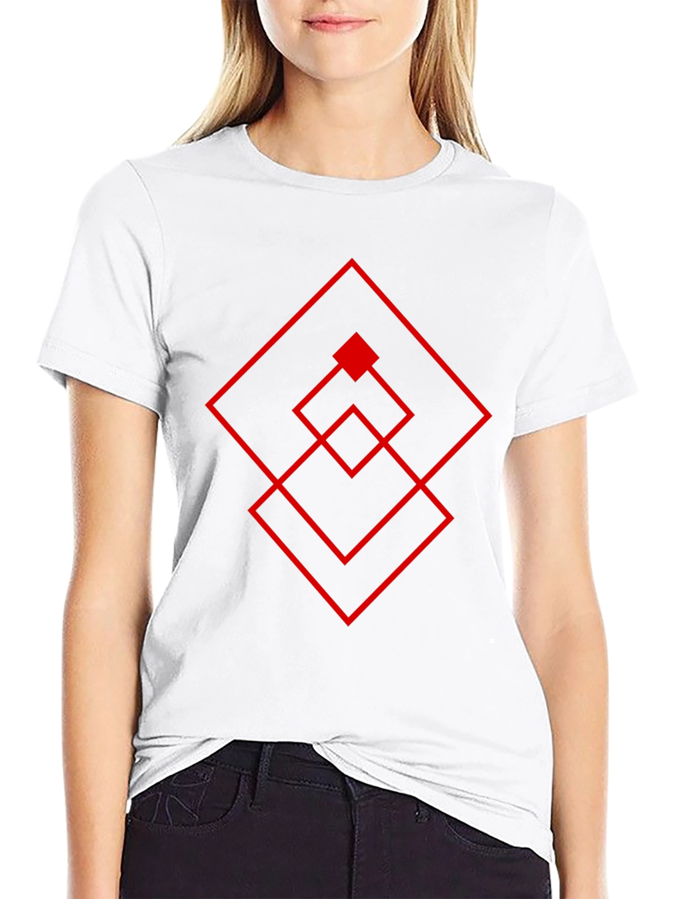 Geometric Square Design T-Shirt - Modern Style