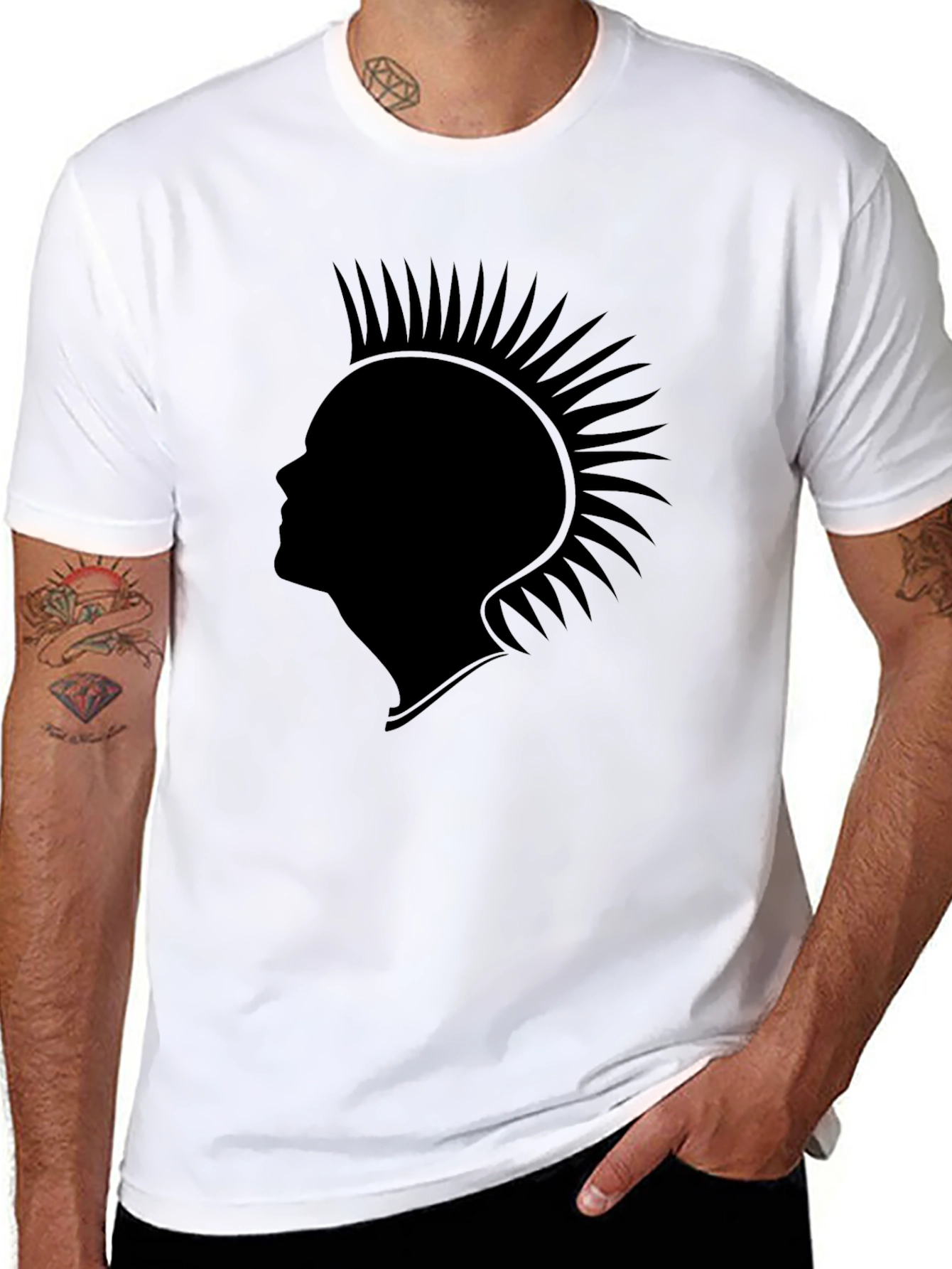 Punk Silhouette Graphic Tee - Classic Black