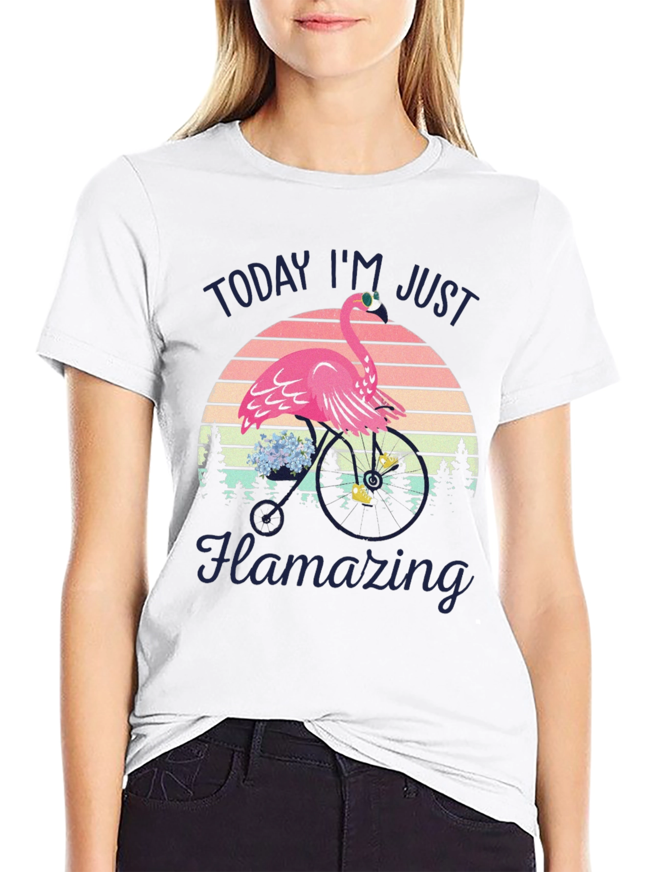 Flamazing Flamingo on Bike T-Shirt - Quirky Graphic Tee
