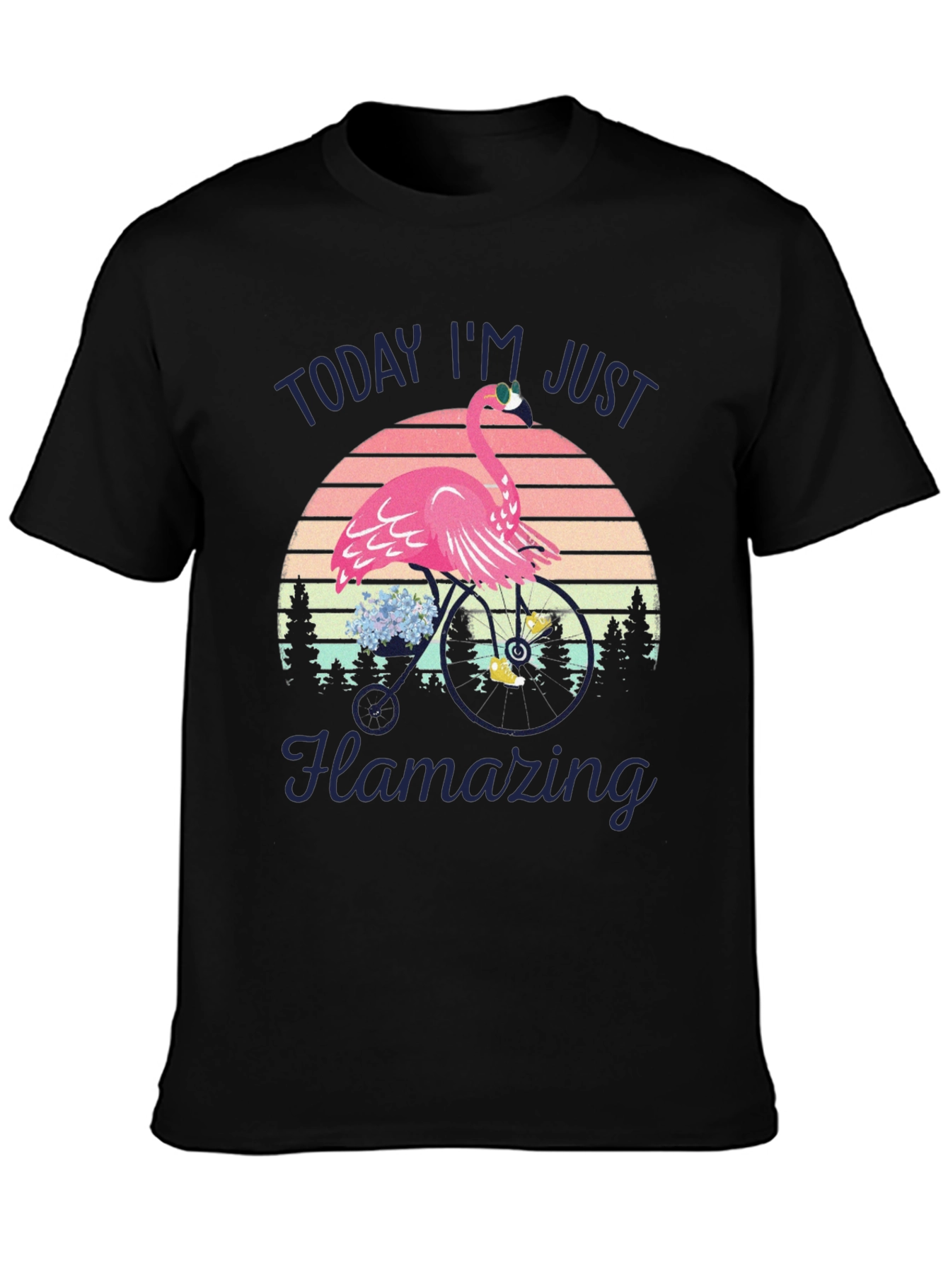 Flamazing Flamingo on Bike T-Shirt - Quirky Graphic Tee