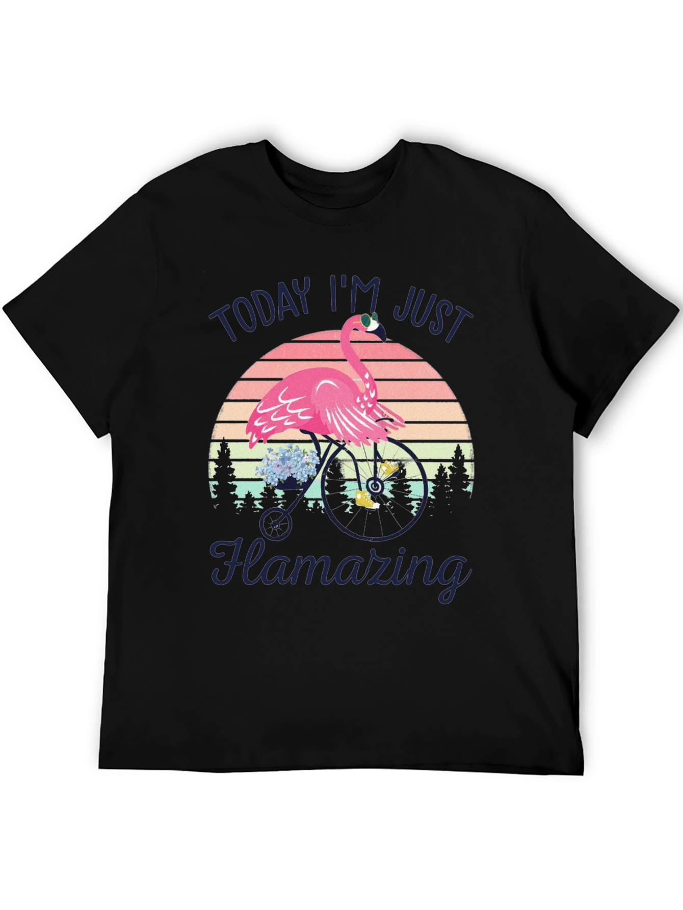 Flamazing Flamingo on Bike T-Shirt - Quirky Graphic Tee