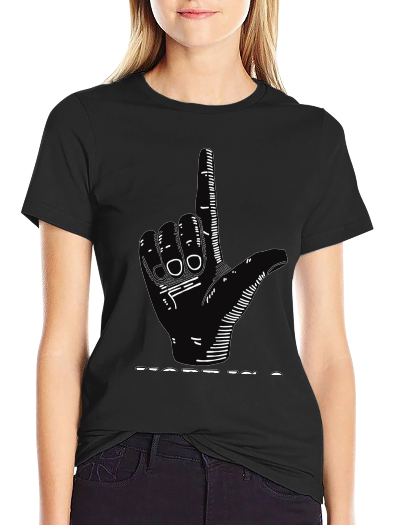 Hand Sign Graphic T-Shirt - Black
