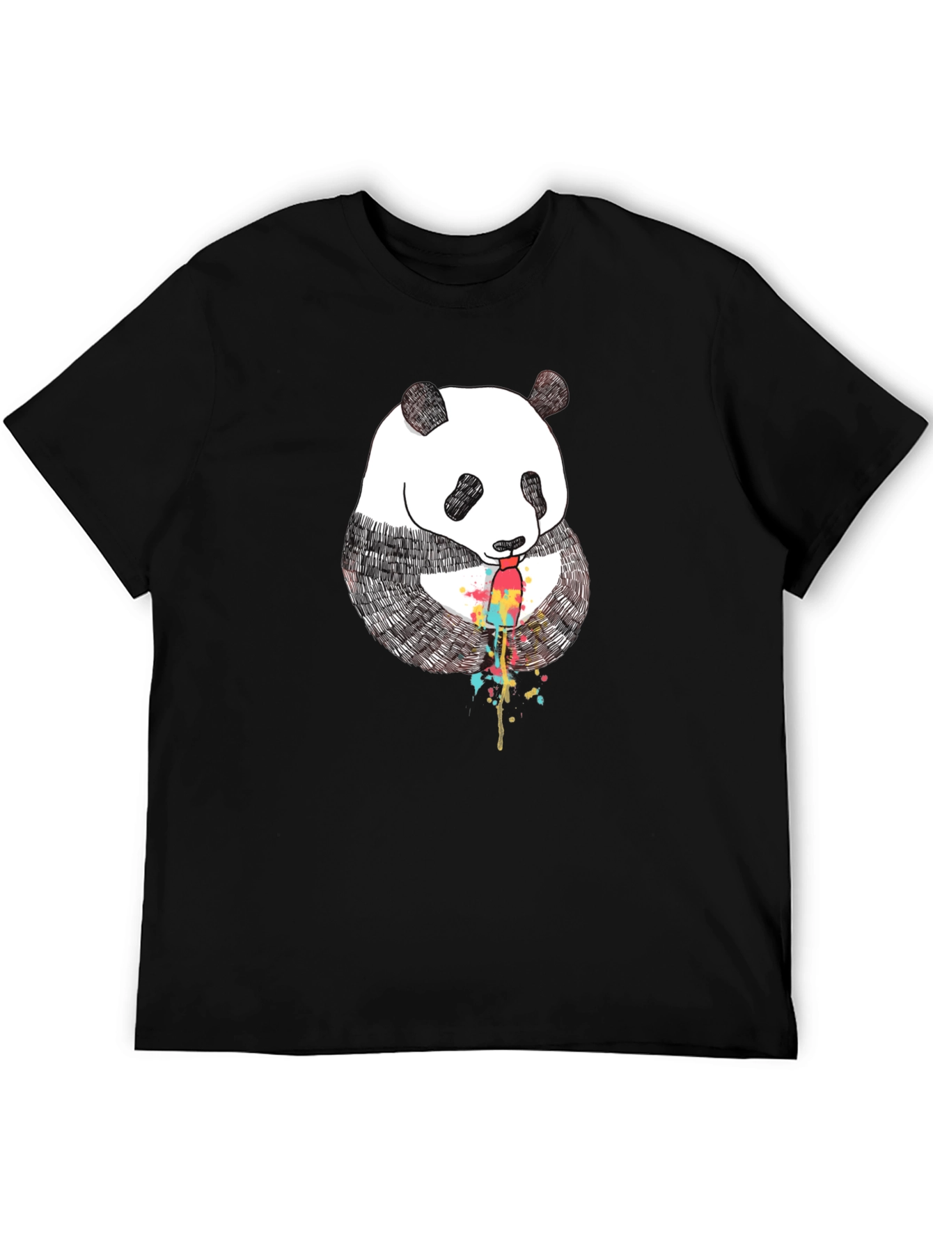 Panda Popsicle Graphic Tee - Black Cotton T-Shirt