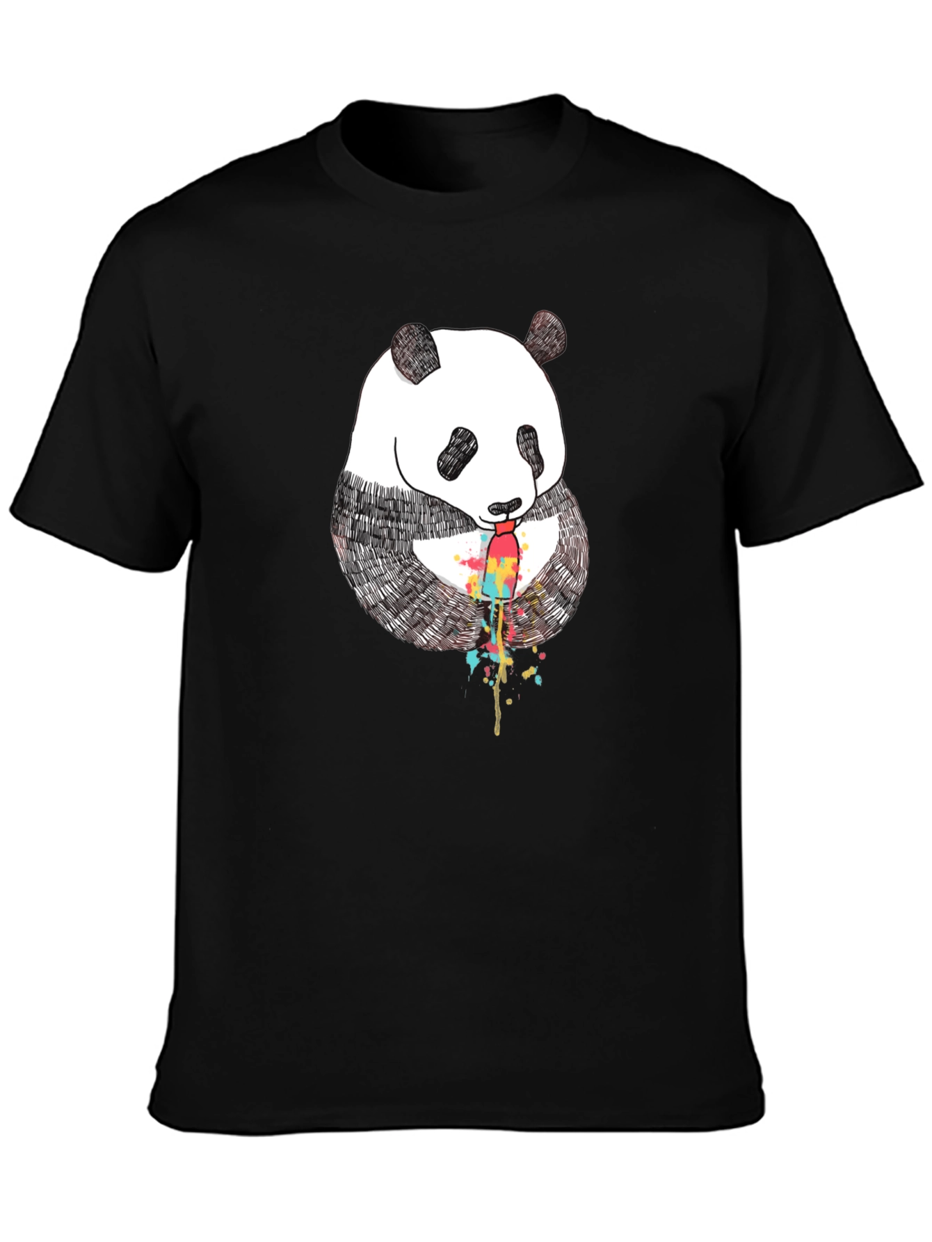 Panda Popsicle Graphic Tee - Black Cotton T-Shirt