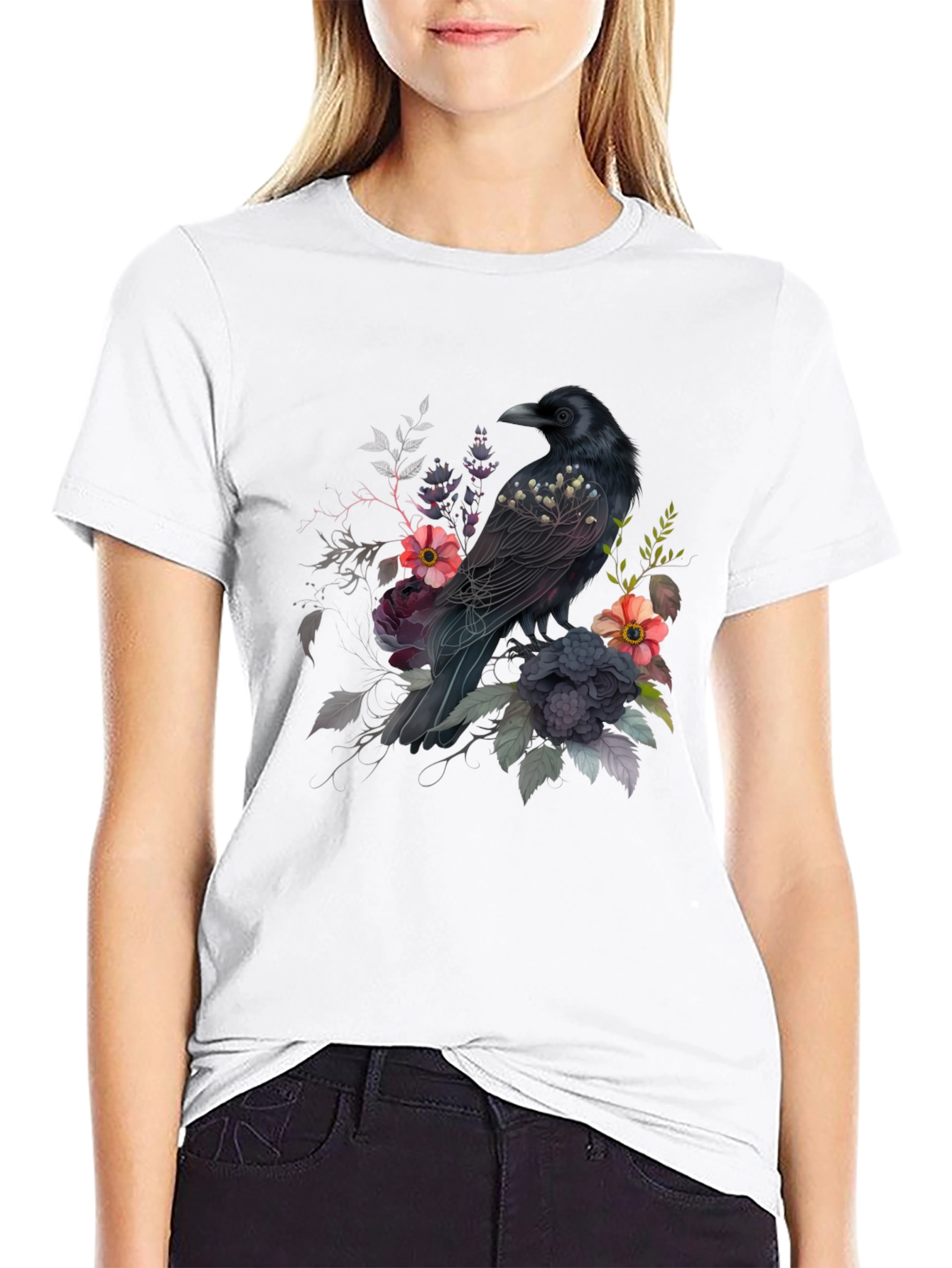 Raven and Floral T-Shirt