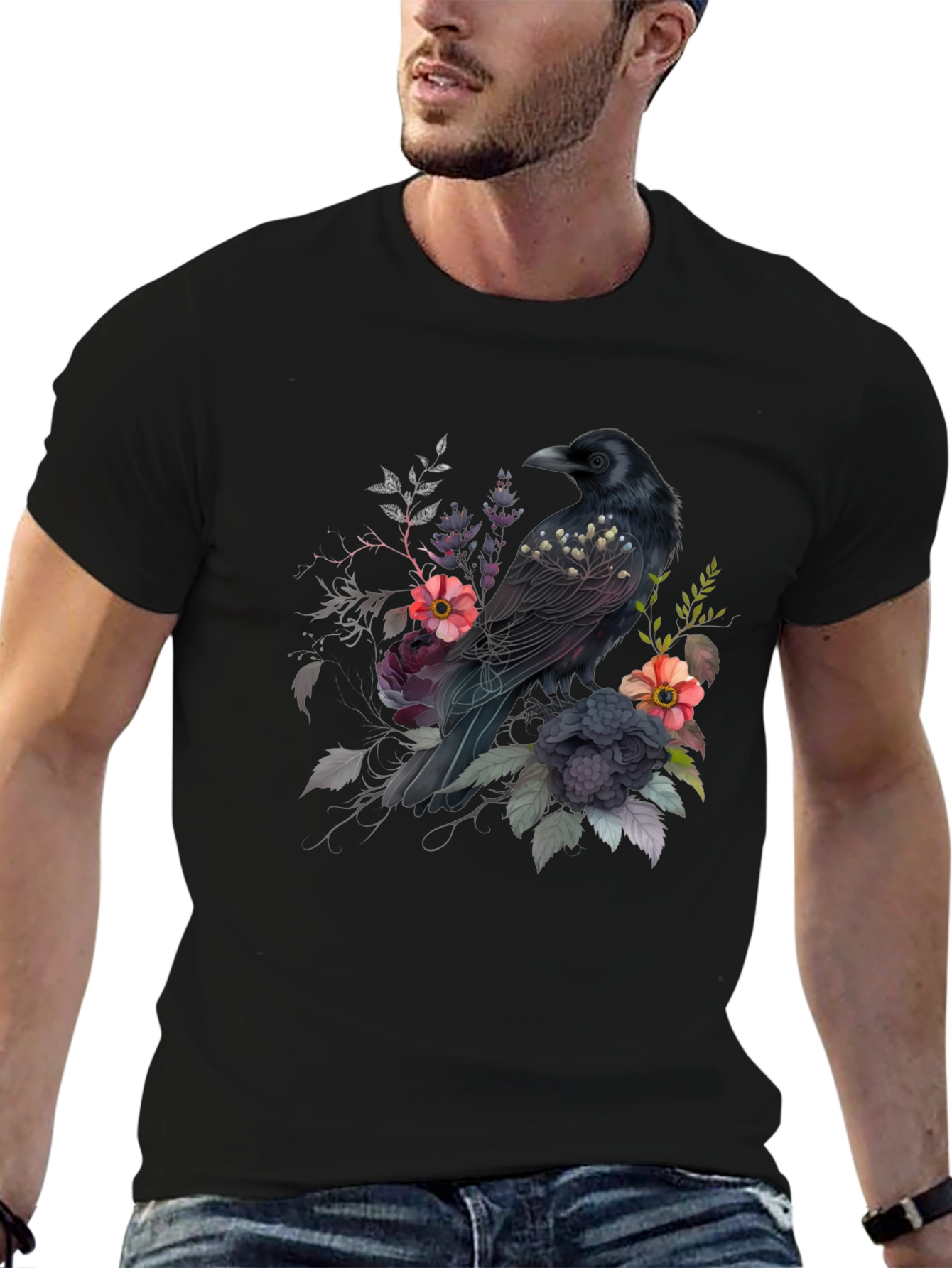 Raven and Floral T-Shirt