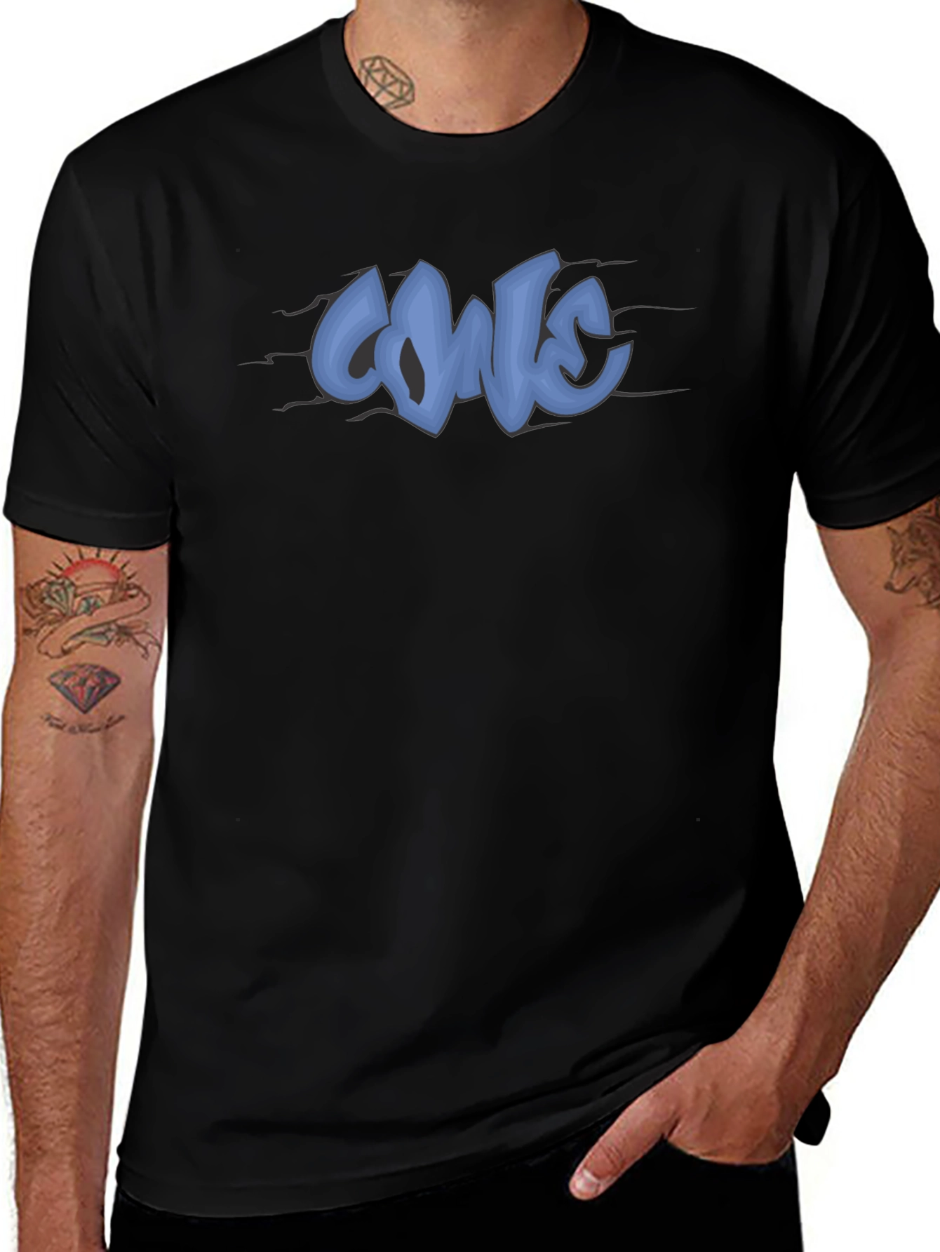 Cool Graphic Print Black T-Shirt