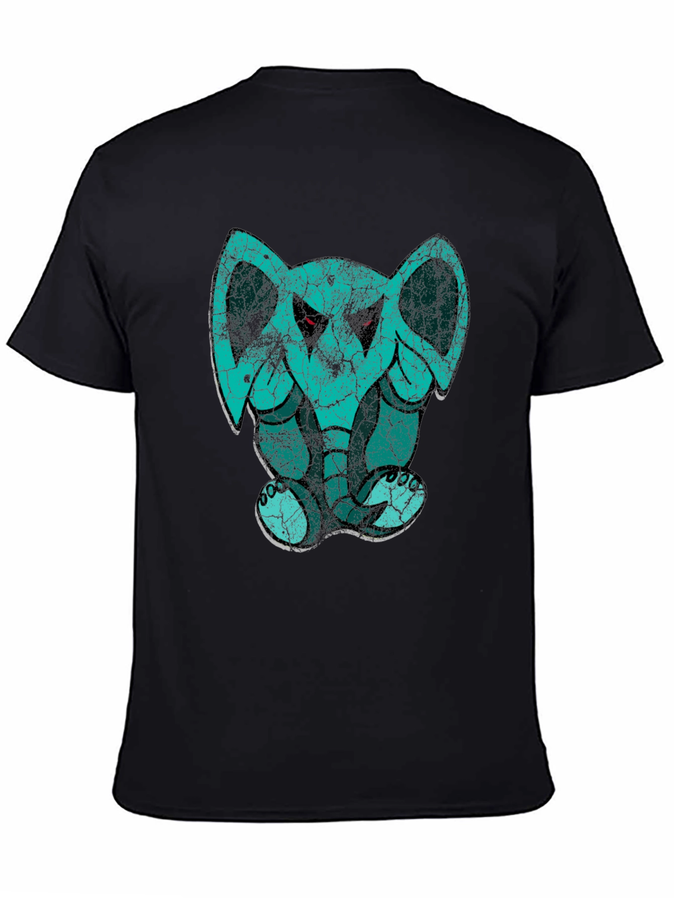 Elephant Graphic Print Black Cotton T-Shirt