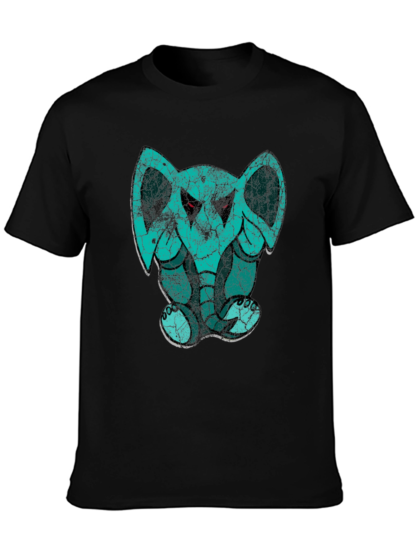 Elephant Graphic Print Black Cotton T-Shirt