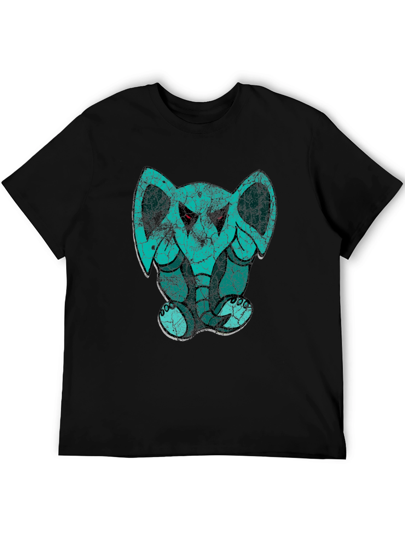 Elephant Graphic Print Black Cotton T-Shirt