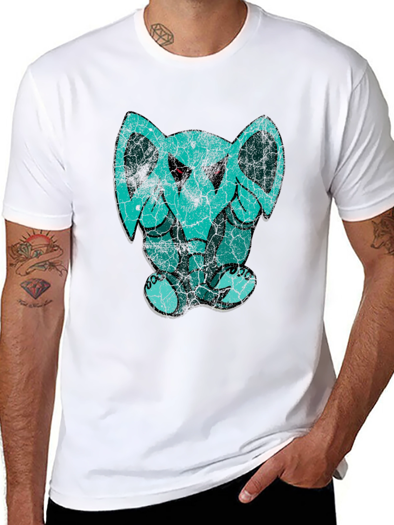 Elephant Graphic Print Black Cotton T-Shirt
