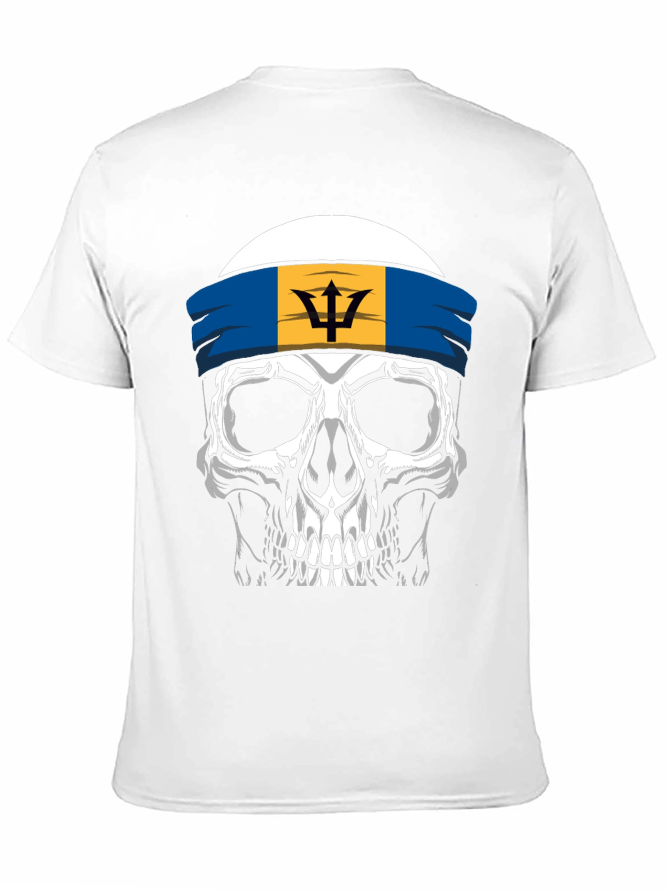 Barbados Flag Skull Graphic Tee - Black