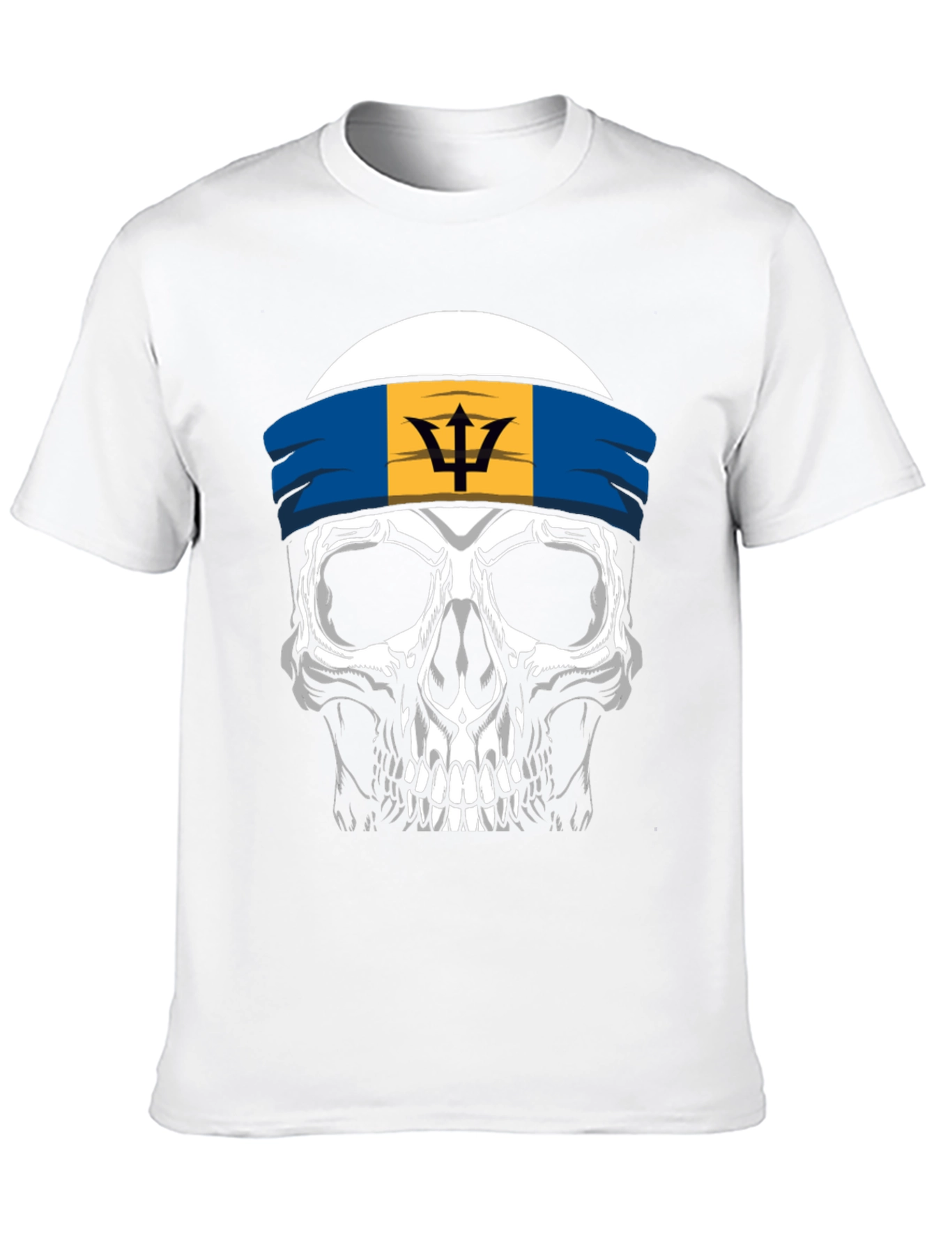 Barbados Flag Skull Graphic Tee - Black