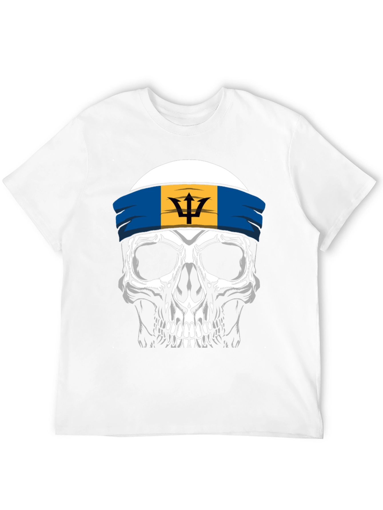Barbados Flag Skull Graphic Tee - Black