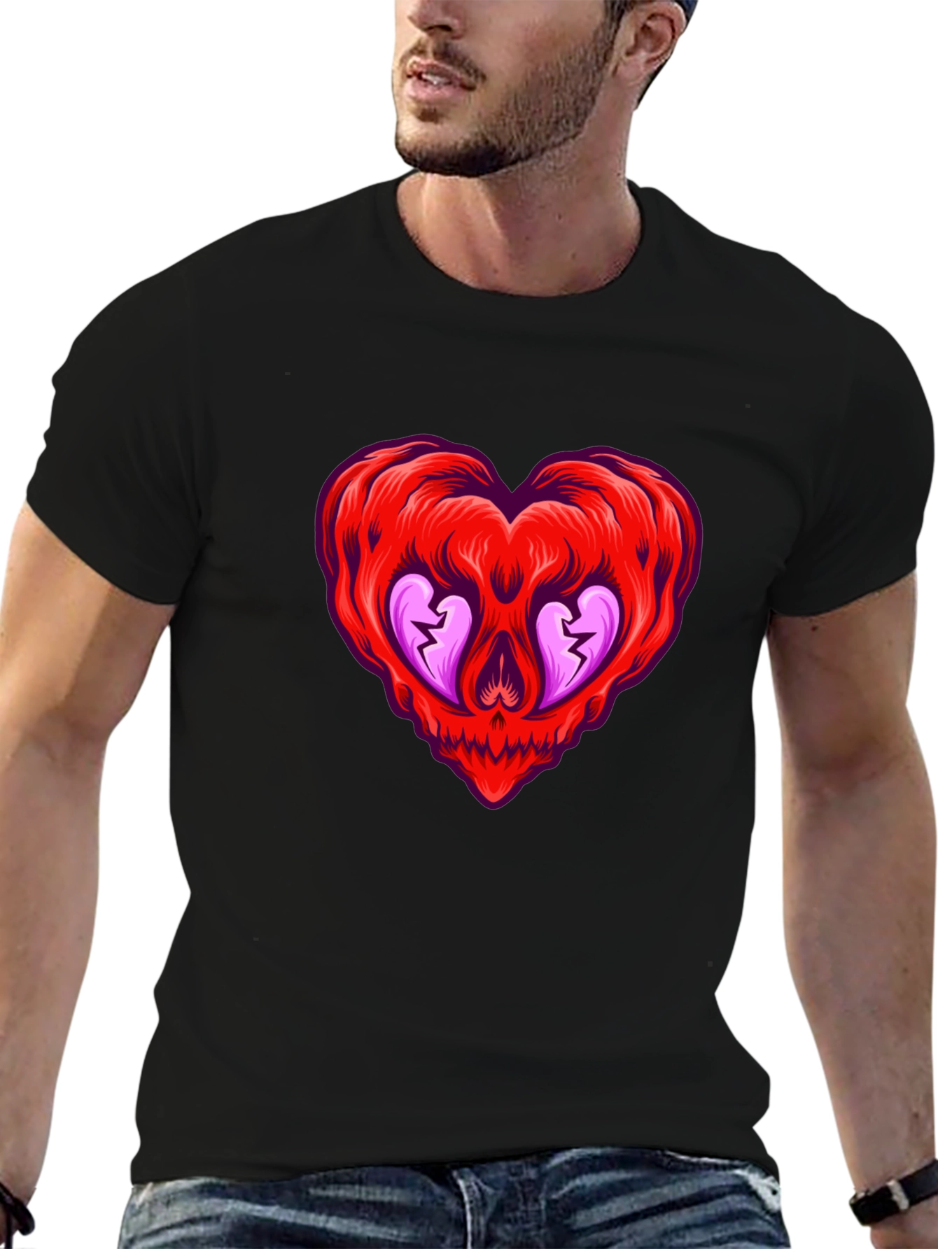 Heart Skull Graphic Tee - Edgy & Unique Style