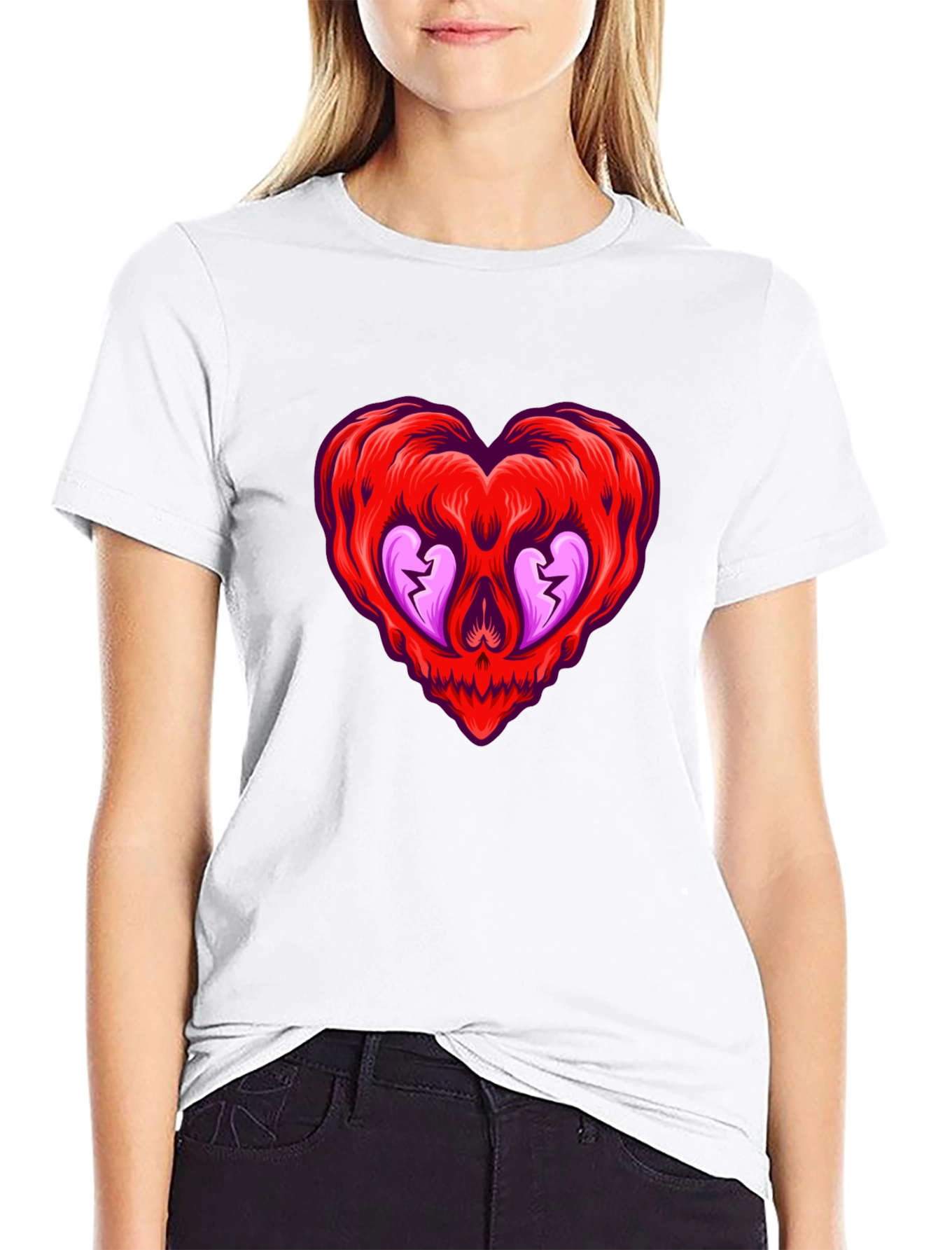 Heart Skull Graphic Tee - Edgy & Unique Style