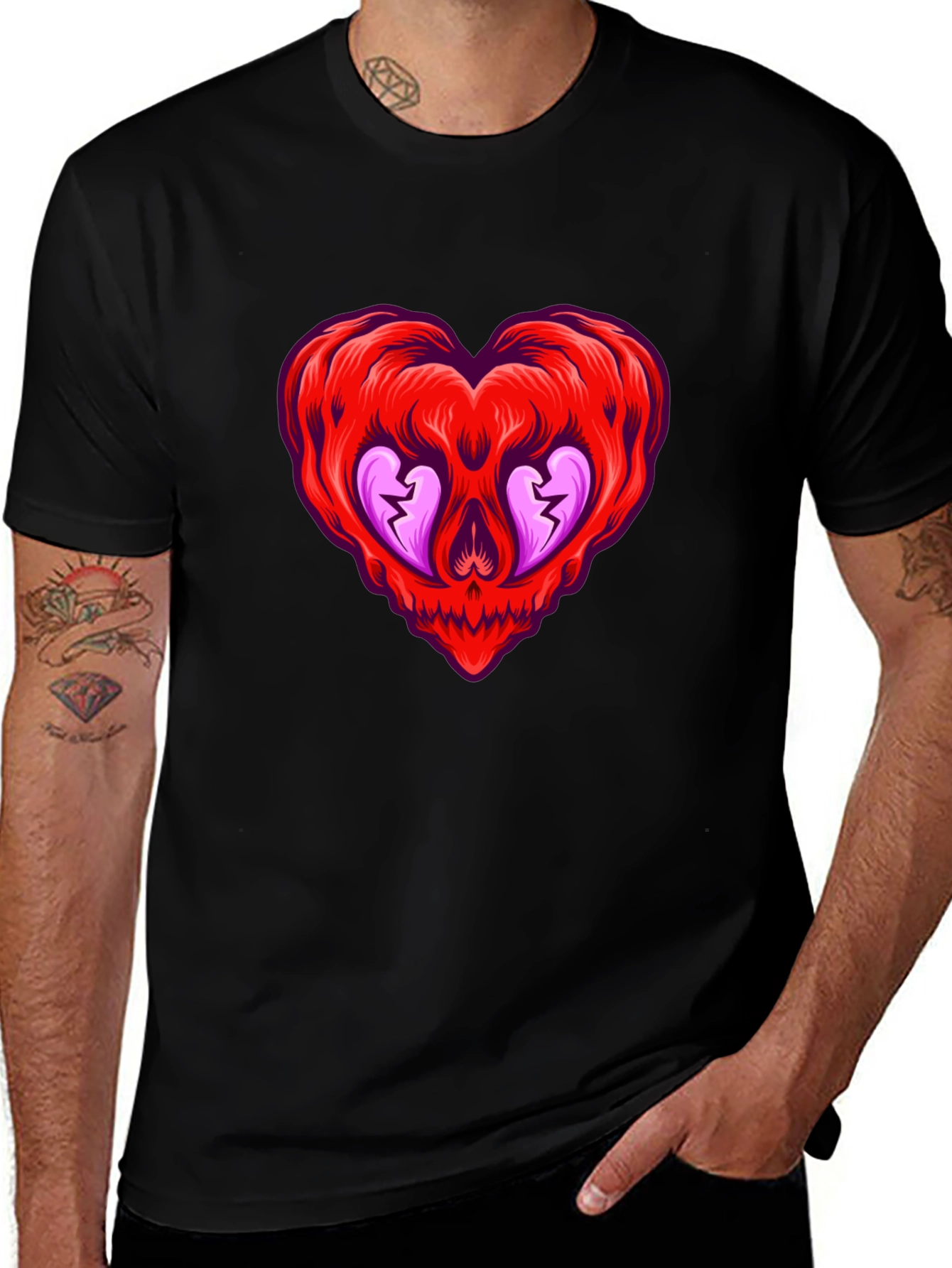Heart Skull Graphic Tee - Edgy & Unique Style