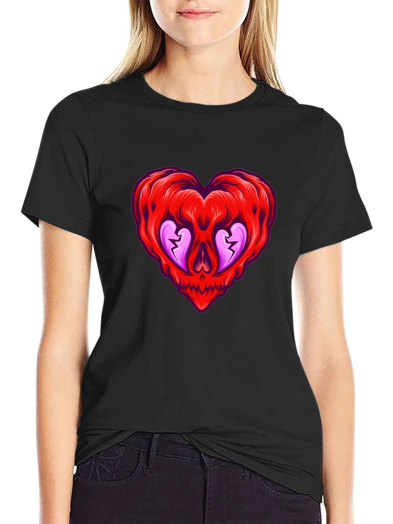 Heart Skull Graphic Tee - Edgy & Unique Style