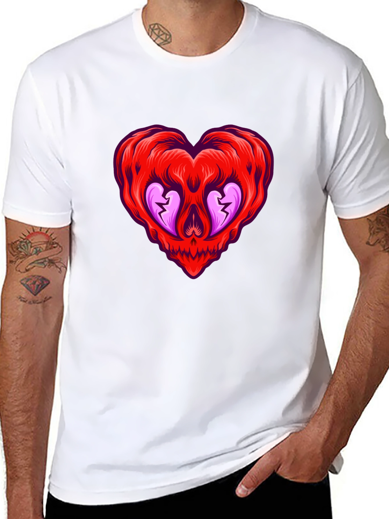 Heart Skull Graphic Tee - Edgy & Unique Style