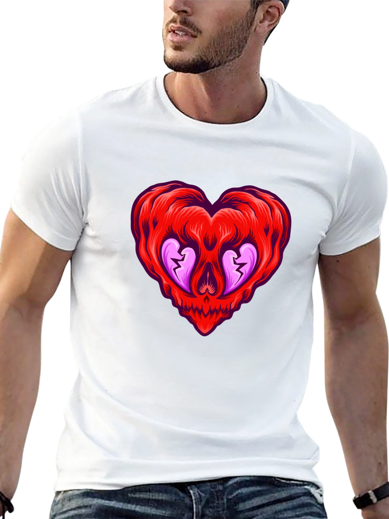 Heart Skull Graphic Tee - Edgy & Unique Style