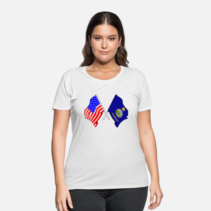 Flag USA and Kansas State Crossed