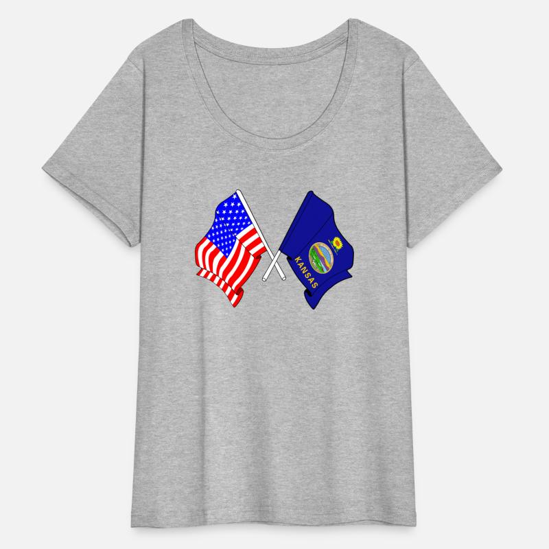 Flag USA and Kansas State Crossed