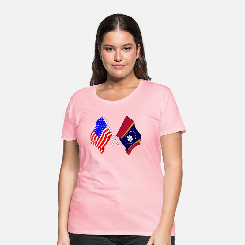 Flag USA and Mississippi State Crossed