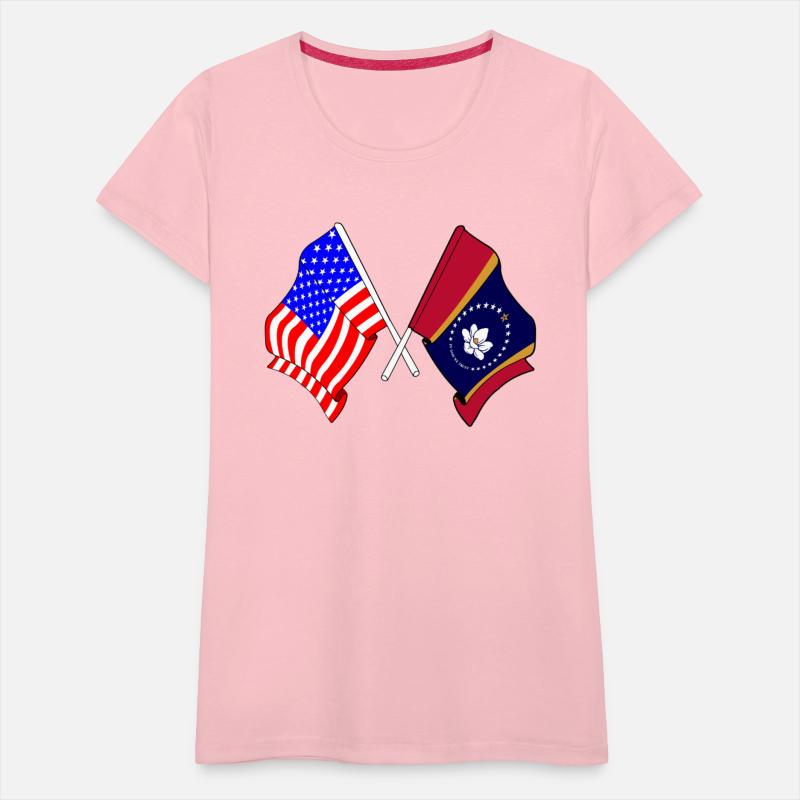 Flag USA and Mississippi State Crossed