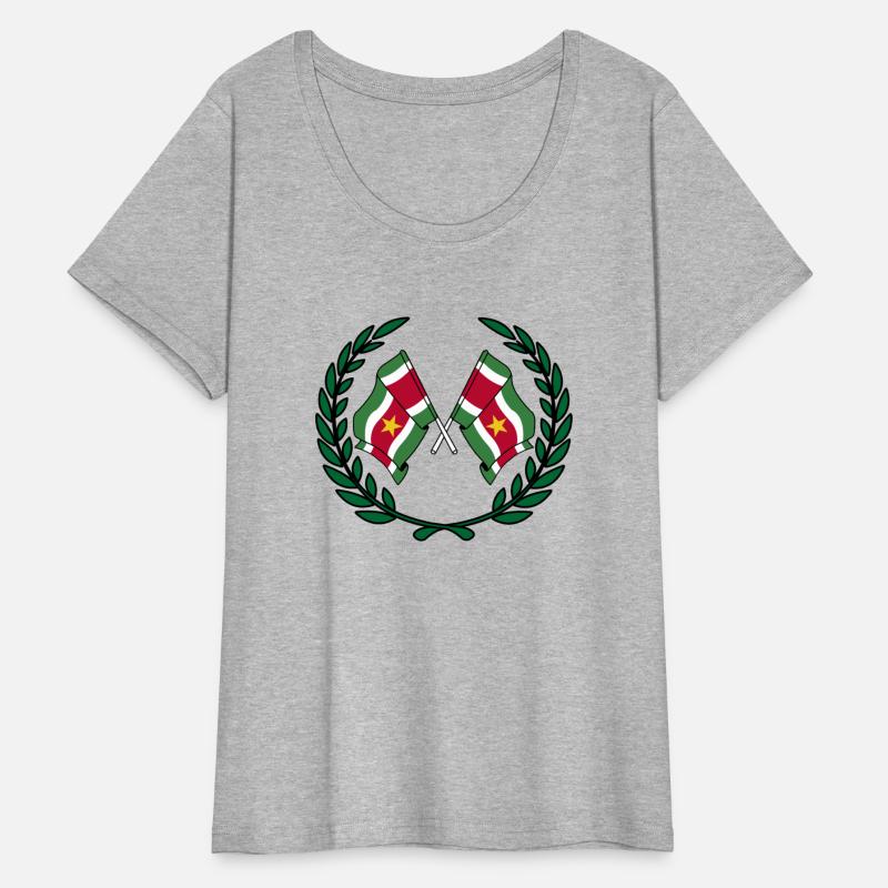 Flags Suriname in laurel wreath