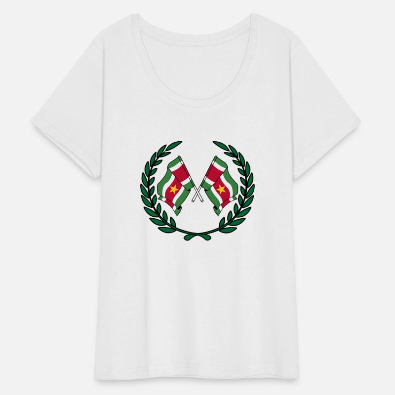 Flags Suriname in laurel wreath