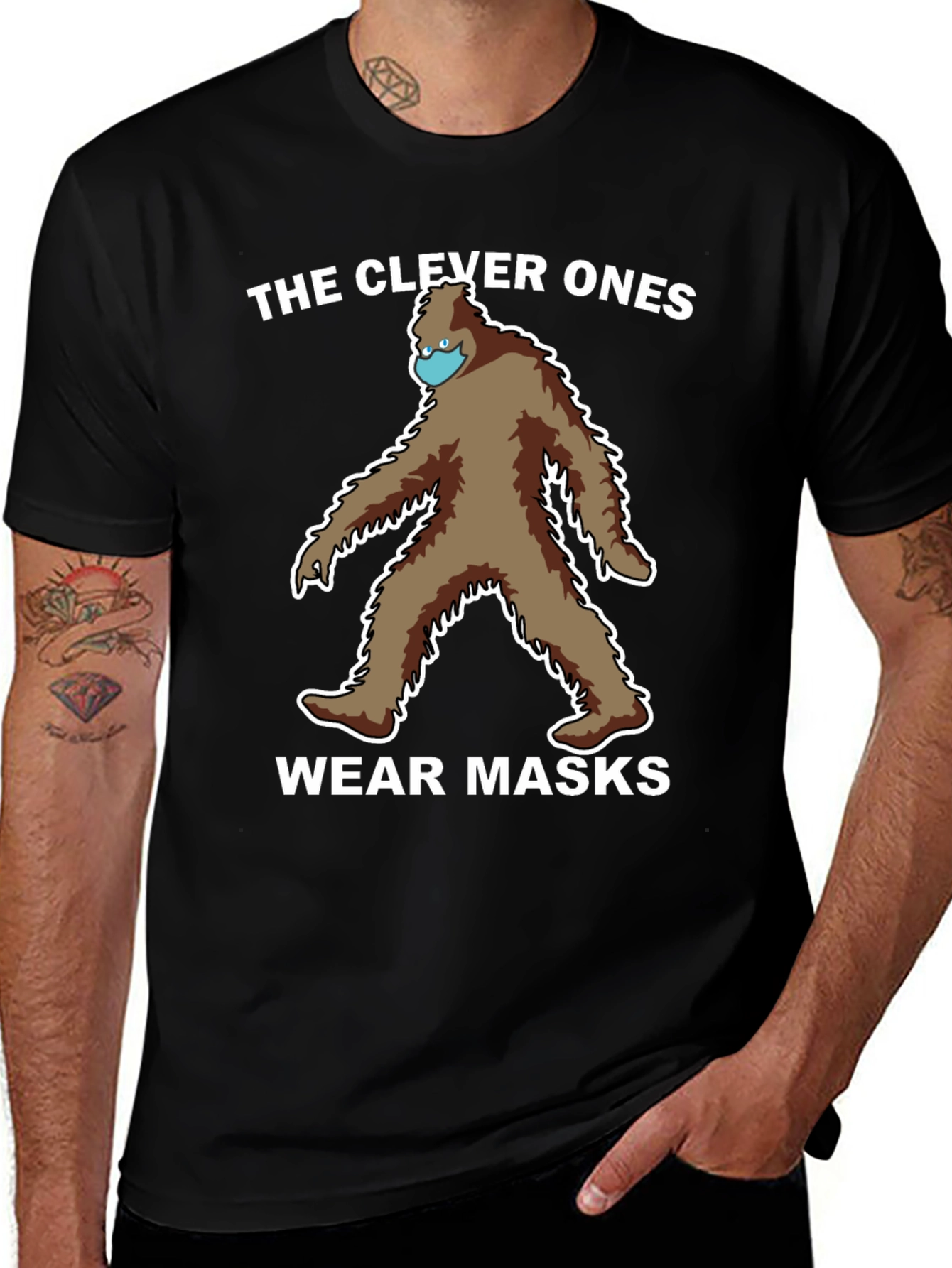 Clever Ones Wear Masks Bigfoot Graphic Tee