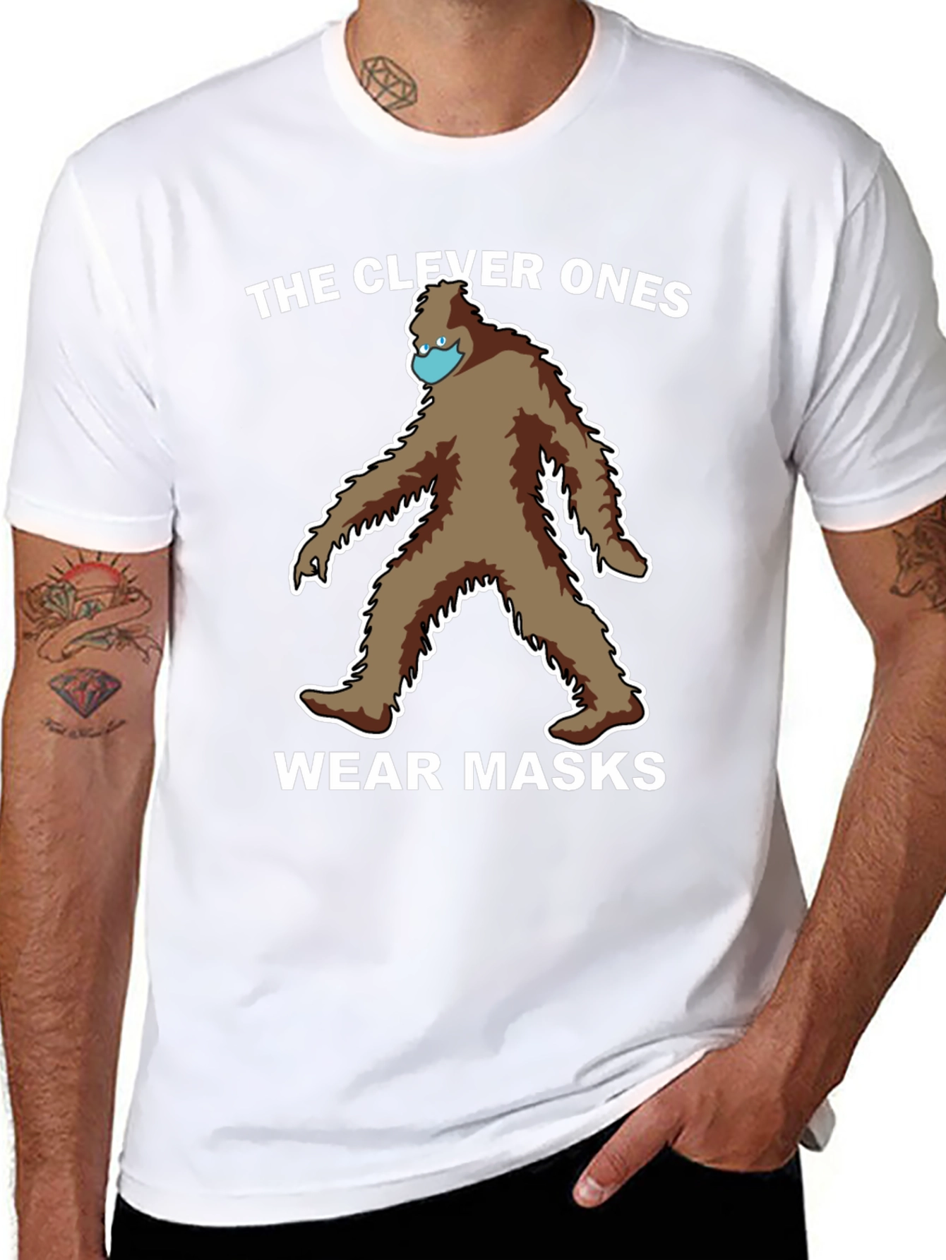 Clever Ones Wear Masks Bigfoot Graphic Tee