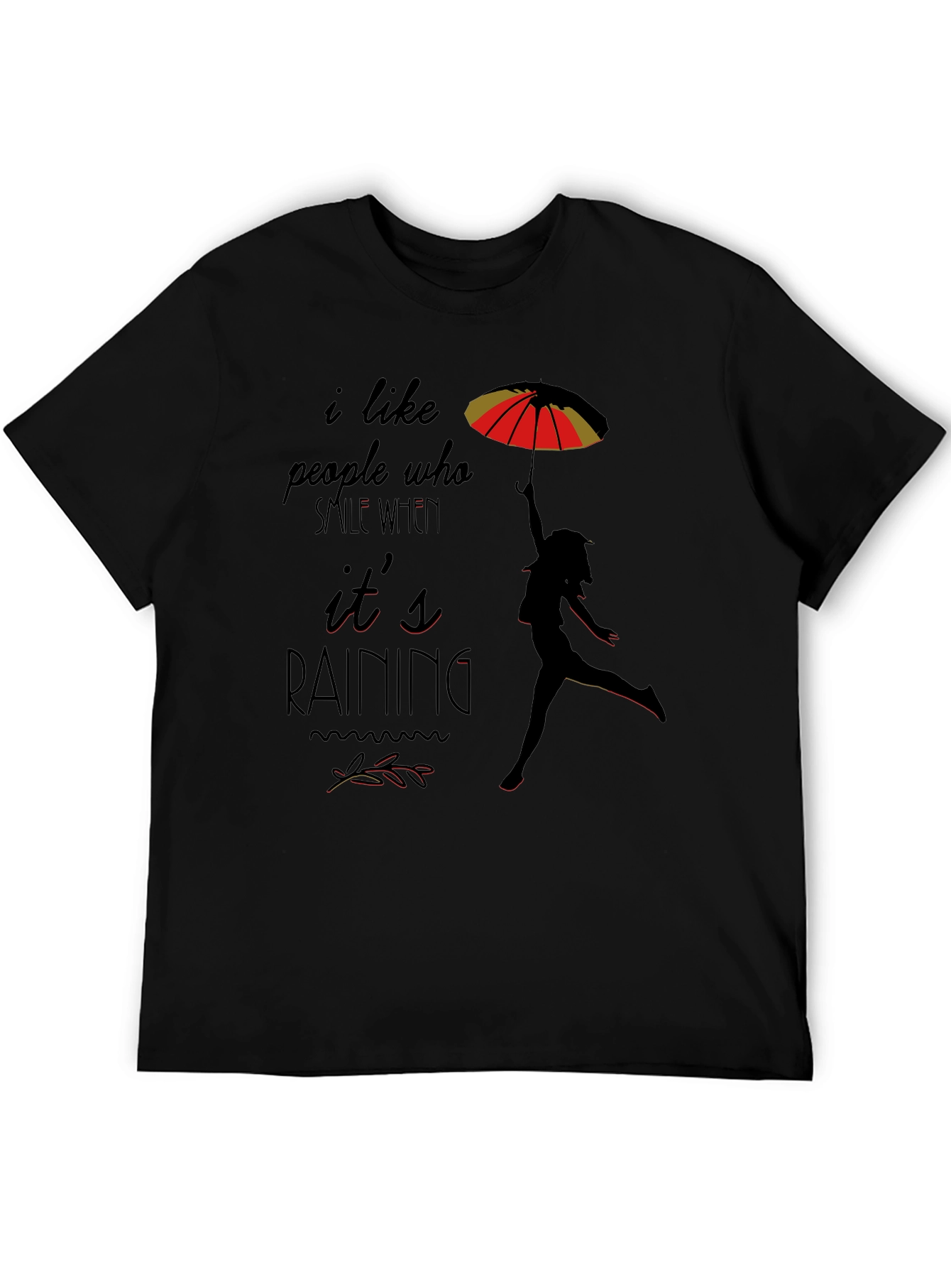 Rainy Day Smile Graphic Tee - Unisex Black Shirt