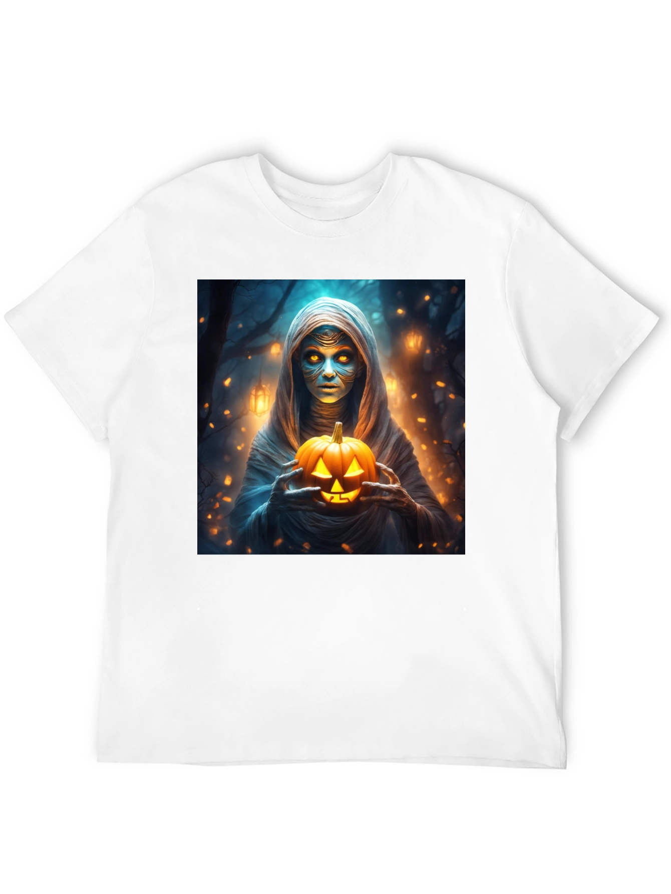 Halloween Mummy Holding Jack-o-Lantern T-Shirt