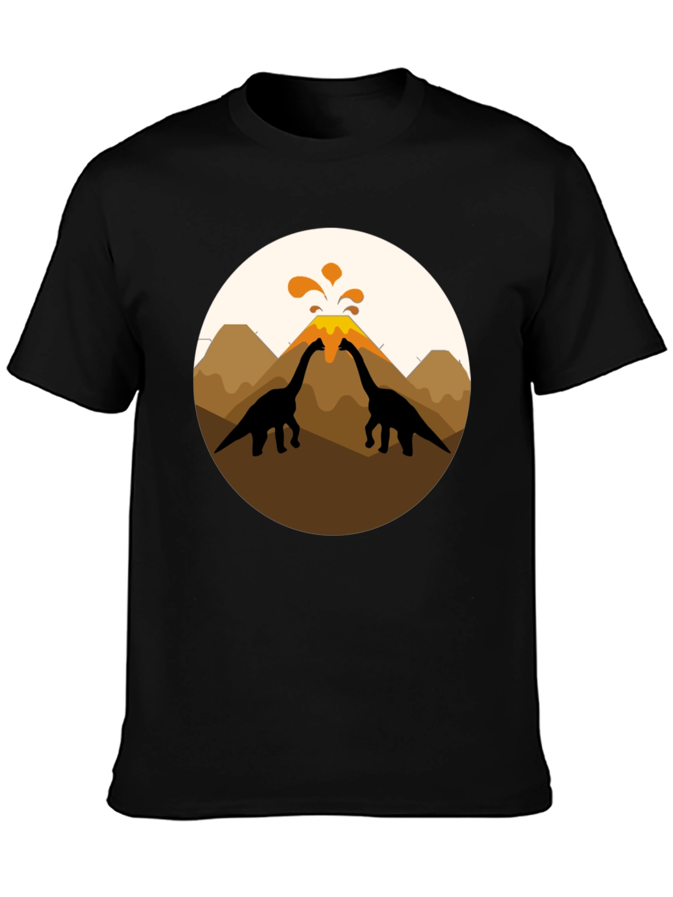 Dinosaur Volcano Graphic Tee - Black T-Shirt